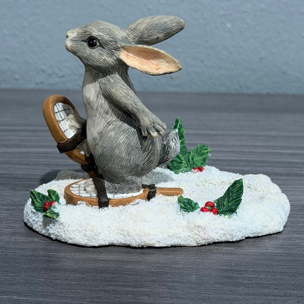 Charming Tails Dean Griff Silvestri Bunny Rabbit Snowshoeing Winter Figurine Box